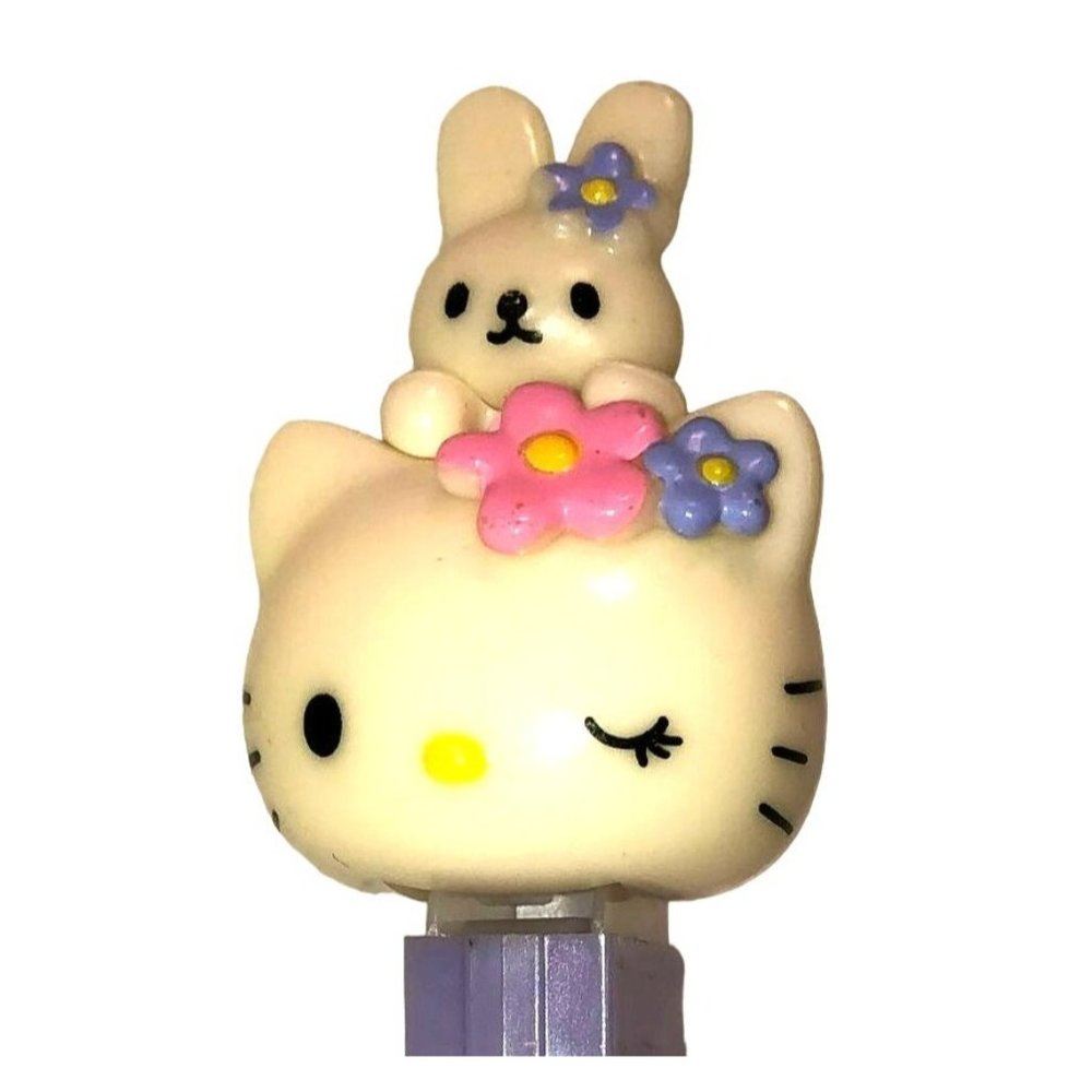 Hello Kitty and Easter Bunny Pez Dispenser in Purple No T22 Collectible Candy